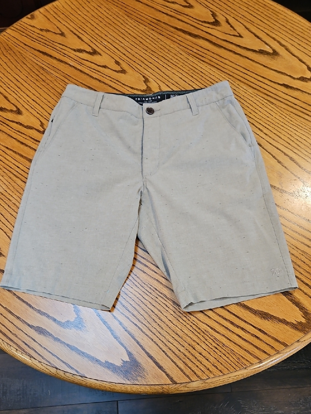 7 Diamonds The Void Performance Light Tan Flat-Front 5 Pocket Mens Shorts Sz 30